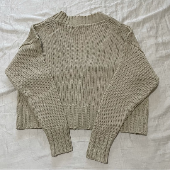 Oatmeal Beige PLT Cropped Cardigan - Picture 2 of 3